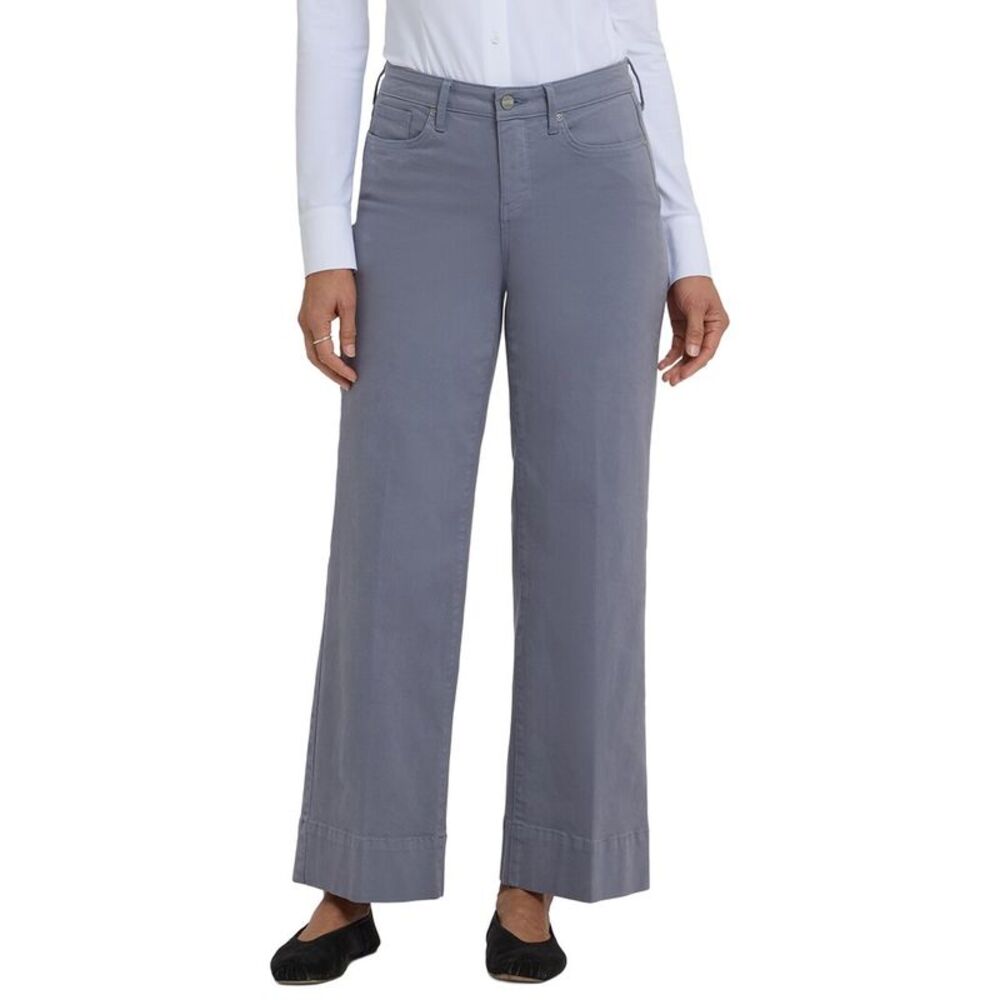 Nydj Womens  Petite Teresa Shadow Blue Wide Leg Jean